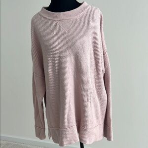 Aerie Soft Pink Ribbed Crew Neck Sweater
